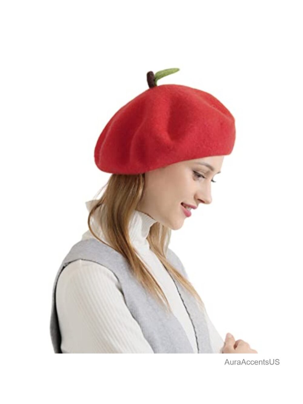 Handmade Wool Beret Hat French Style Felt Flower Women Winter Autumn Cap